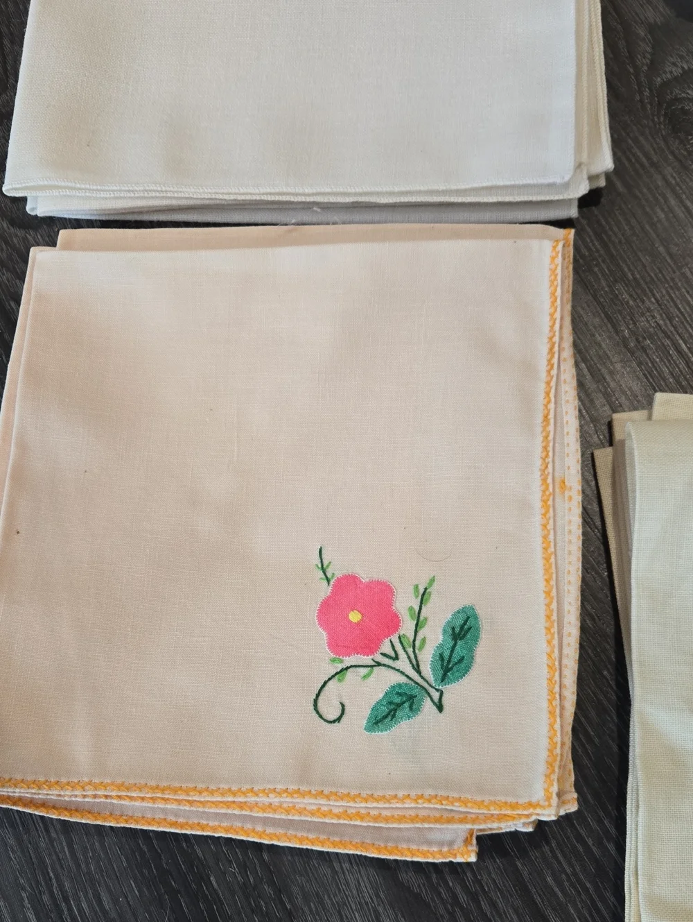 Over 100 Assorted Vintage Cloth Napkins & Handkerchiefs - Pastel Mix